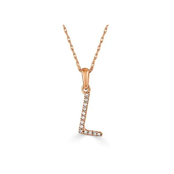 Rose 14 Karat Initial L Diamond Pendant Doland Jewelers, Inc. Dubuque, IA