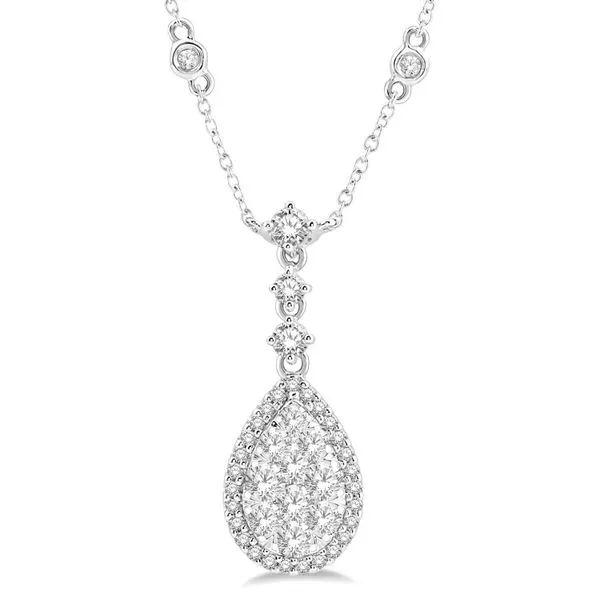White 14 Karat Pear Shape Diamond Pendant Doland Jewelers, Inc. Dubuque, IA