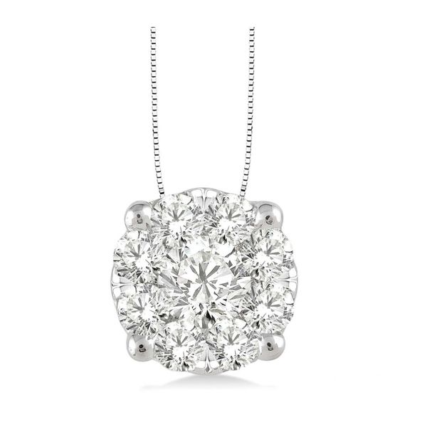 White 14 Karat Cluster Diamond Pendant Doland Jewelers, Inc. Dubuque, IA