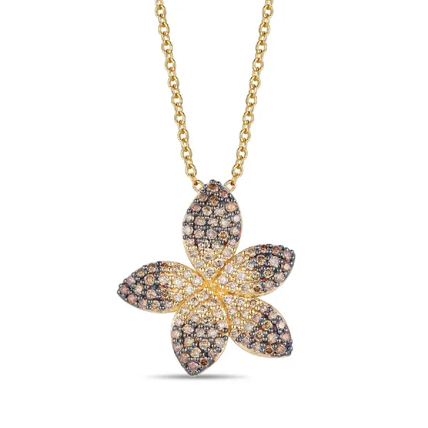 Yellow 14 Karat Flower Petal Diamond Pendant Doland Jewelers, Inc. Dubuque, IA