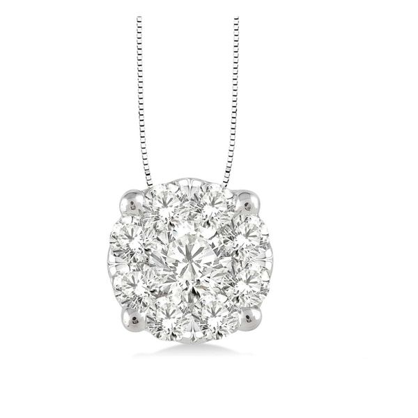 White 14 Karat Cluster Diamond Pendant Doland Jewelers, Inc. Dubuque, IA