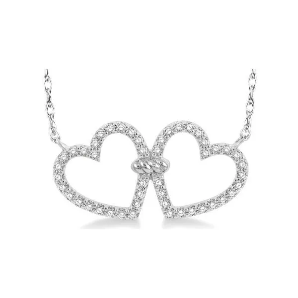 White 10 Karat Double Heart Diamond Pendant Doland Jewelers, Inc. Dubuque, IA