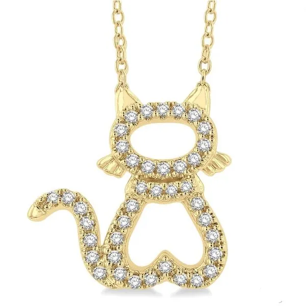 Yellow 10 Karat Gold Cat Silhouette Diamond Pendant Doland Jewelers, Inc. Dubuque, IA