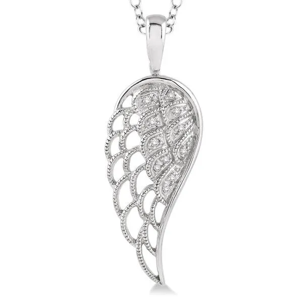 White Sterling Silver Wing Diamond Pendant Doland Jewelers, Inc. Dubuque, IA