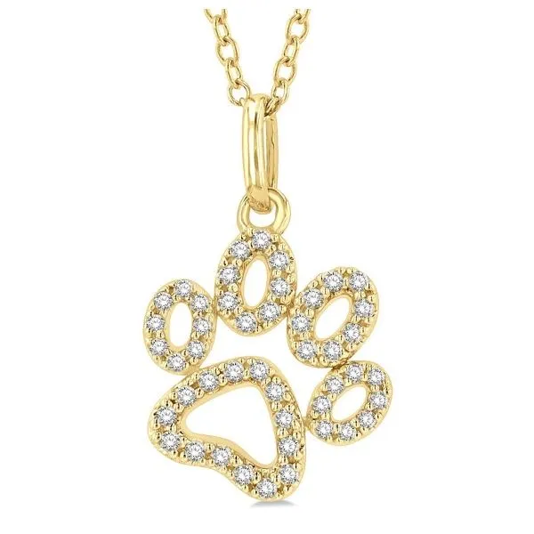 Yellow 10 Karat Gold Dog Paw Print Diamond Pendant Doland Jewelers, Inc. Dubuque, IA