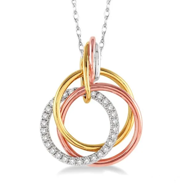 Tri-Color 14 Karat Three Intertwining Circles Diamond Pendant Doland Jewelers, Inc. Dubuque, IA