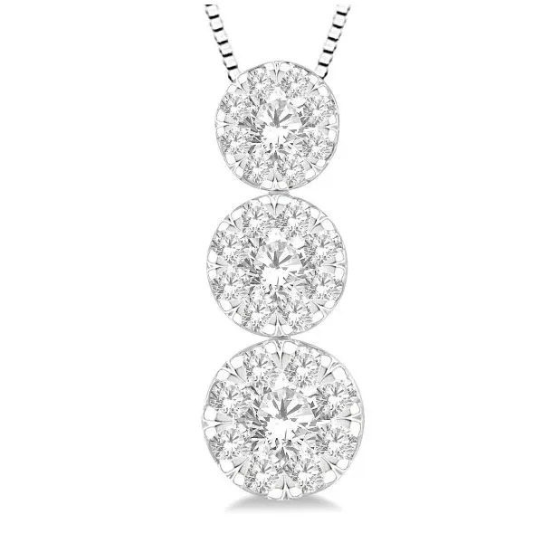 White 14 Karat 3 Stone Diamond Cluster Pendant Doland Jewelers, Inc. Dubuque, IA