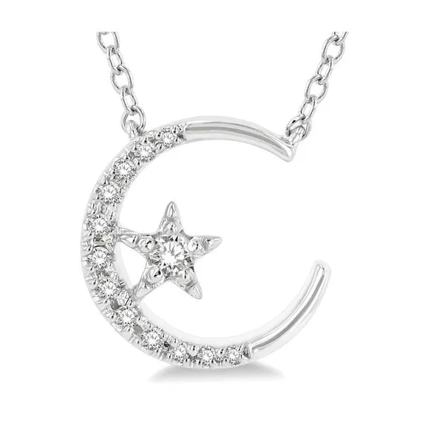 White 10 Karat Gold Moon & Star Diamond Pendant Doland Jewelers, Inc. Dubuque, IA