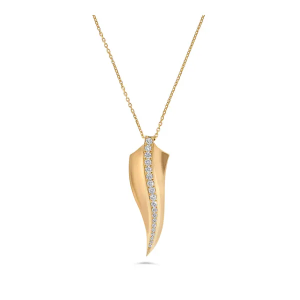 14K Yellow Gold Diamond Leaf Pendant Doland Jewelers, Inc. Dubuque, IA