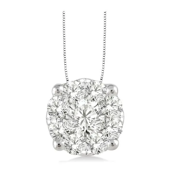 White 14 Karat Cluster Diamond Pendant Doland Jewelers, Inc. Dubuque, IA