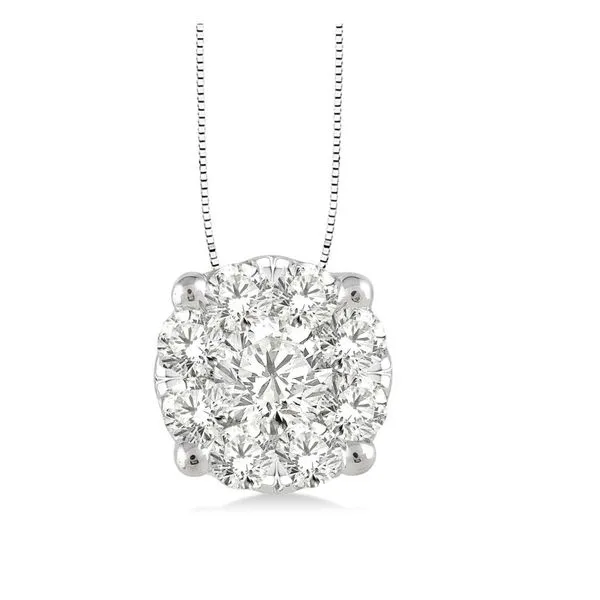 14K White Gold Cluster Diamond Pendant Doland Jewelers, Inc. Dubuque, IA