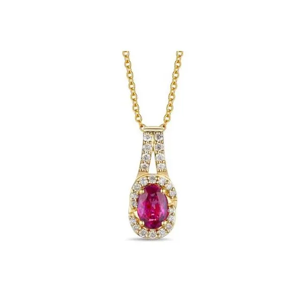 Yellow 14Kt Pendant with Oval Ruby and Diamond Accents Doland Jewelers, Inc. Dubuque, IA