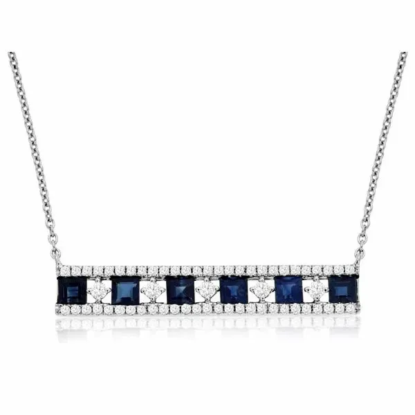 White 14Kt Bar Pendant with Sapphires and Diamonds Doland Jewelers, Inc. Dubuque, IA