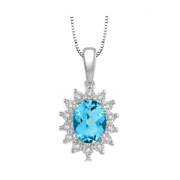 10K White Gold Blue Topaz and Diamond Pendant Doland Jewelers, Inc. Dubuque, IA