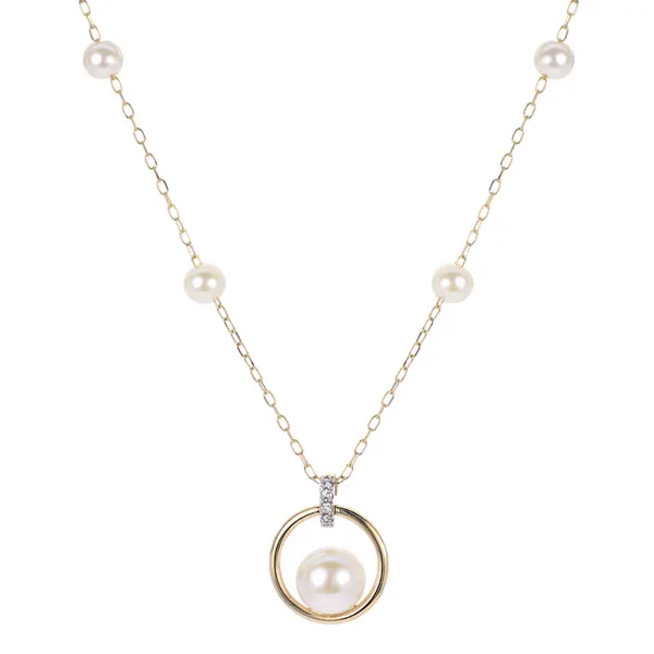 14K Yellow Gold Pearl and Diamond Pendant Doland Jewelers, Inc. Dubuque, IA