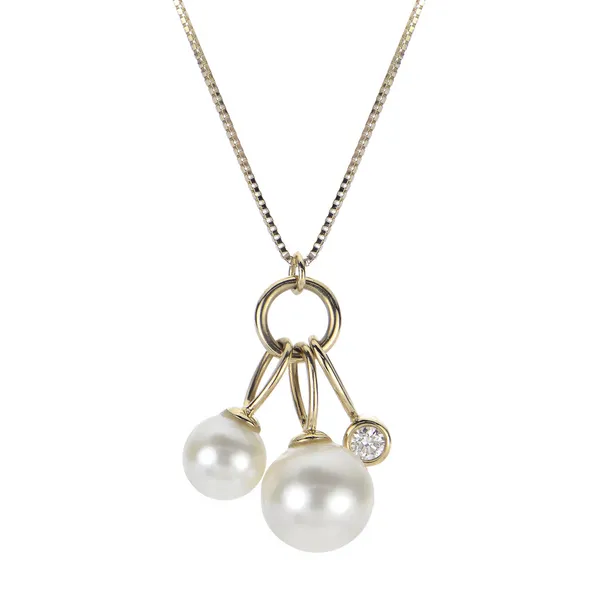 Yellow 14 Karat Gold Pearl & Diamond Pendant Doland Jewelers, Inc. Dubuque, IA