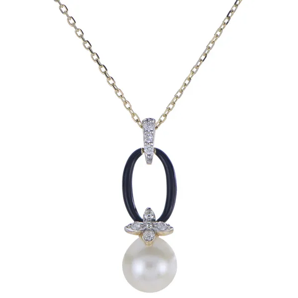 Yellow 14 Karat Gold Pearl & Diamond Pendant Doland Jewelers, Inc. Dubuque, IA