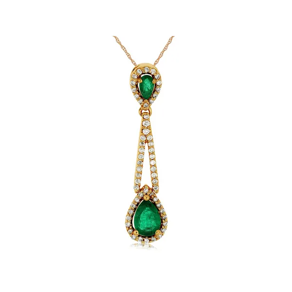 Yellow 14 Karat Emerald and Diamond Pendant Doland Jewelers, Inc. Dubuque, IA
