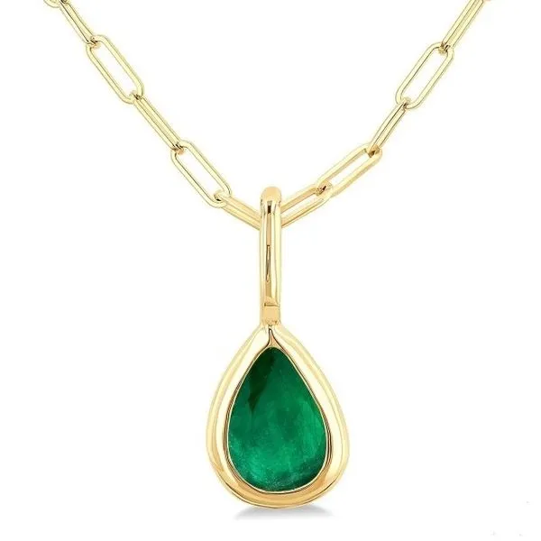 14K Yellow Gold Emerald Pear Pendant Doland Jewelers, Inc. Dubuque, IA