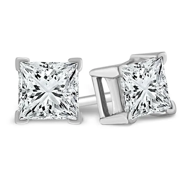 White 14Kt Princess Diamond Stud Earrings Doland Jewelers, Inc. Dubuque, IA