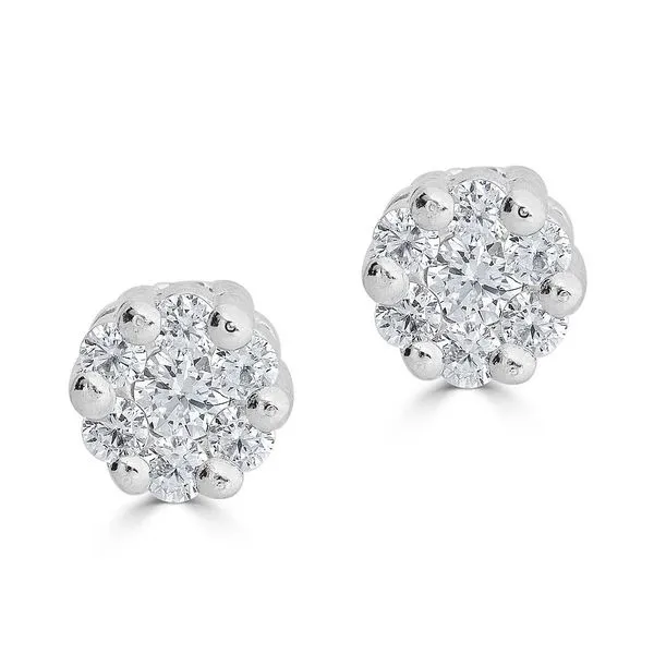 Diamond Bouquet White 14 Karat Stud Earrings Doland Jewelers, Inc. Dubuque, IA