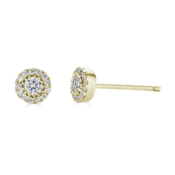 Yellow 14Kt Halo Diamond Earrings Doland Jewelers, Inc. Dubuque, IA