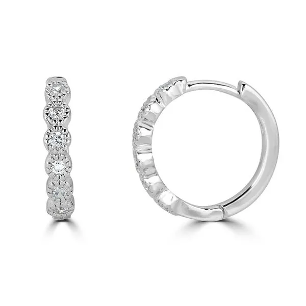 White 14Kt Huggie Diamond Earrings Doland Jewelers, Inc. Dubuque, IA