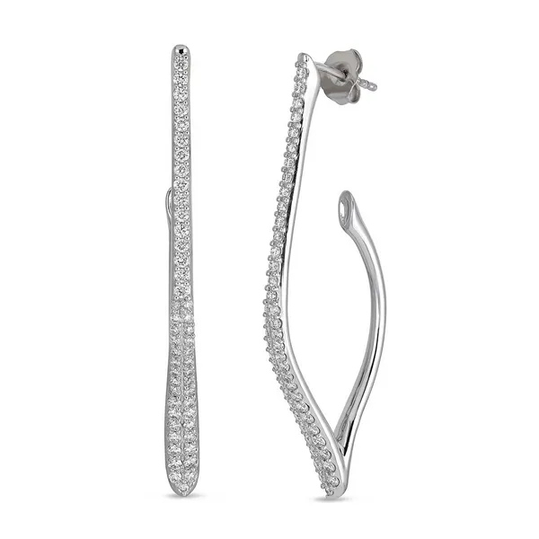 White 14 Karat J- Hoop Diamond Earrings Doland Jewelers, Inc. Dubuque, IA