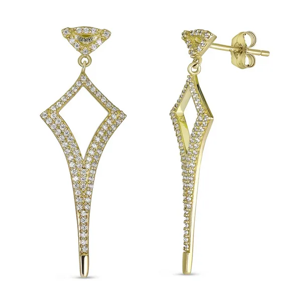 Yellow 14 Karat Dangle Diamond Earrings Doland Jewelers, Inc. Dubuque, IA