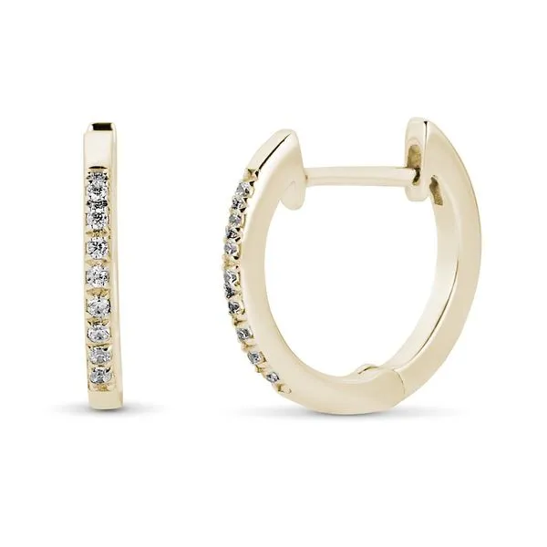 Yellow 14 Karat Huggie Diamond Earrings Doland Jewelers, Inc. Dubuque, IA