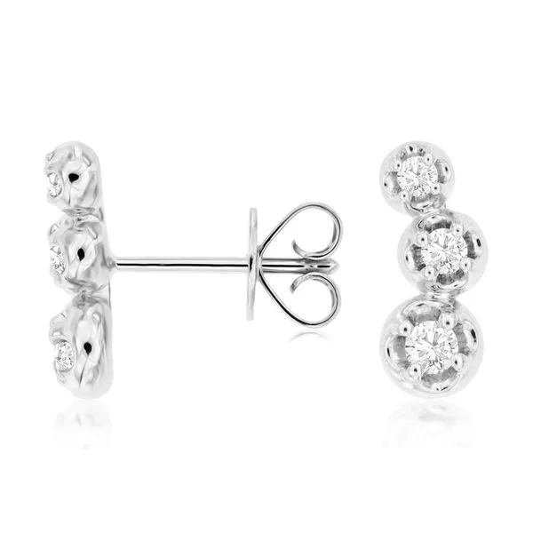 White 14Kt 3 Stone Stud Diamond Earrings Doland Jewelers, Inc. Dubuque, IA