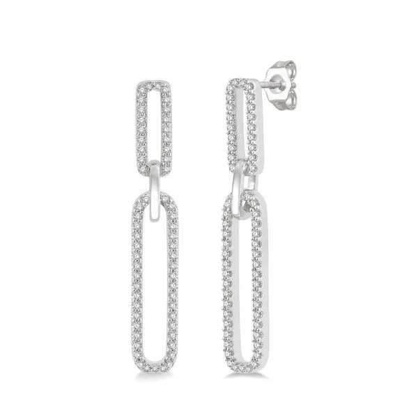 White 14Kt Diamond Paperclip Earrings With 0.33Ctw Round Diamonds Doland Jewelers, Inc. Dubuque, IA