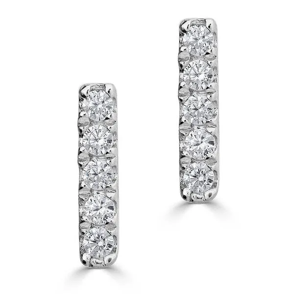 White 14 Karat Bar Stud Diamond Earrings Doland Jewelers, Inc. Dubuque, IA