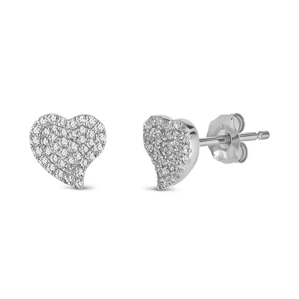 White 14 Karat Gold Micro Pave Heart Diamond Earrings Doland Jewelers, Inc. Dubuque, IA