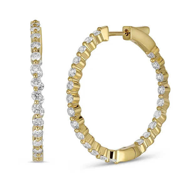 Yellow 14 Karat Hoop Diamond Earrings Doland Jewelers, Inc. Dubuque, IA