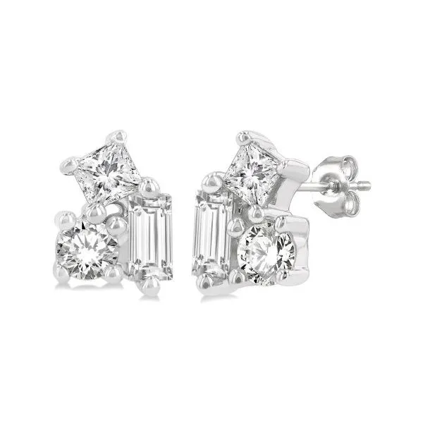 White 10 Karat Gold Diamond Earrings Doland Jewelers, Inc. Dubuque, IA