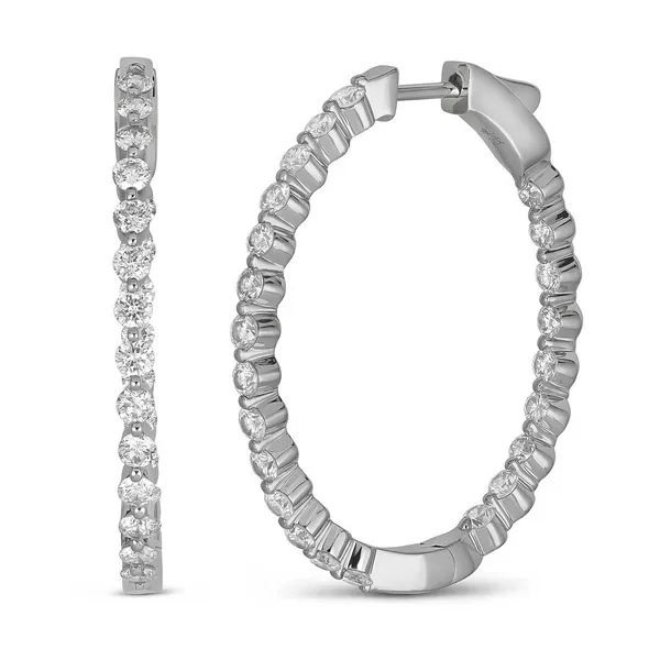 White 14 Karat Hoop Diamond Earrings Doland Jewelers, Inc. Dubuque, IA