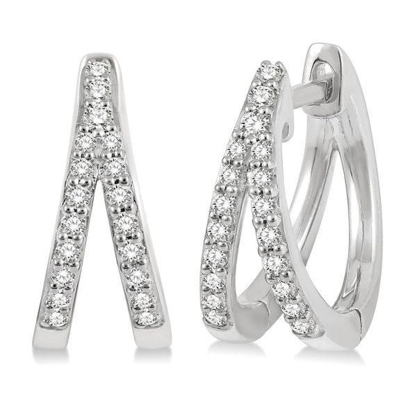 10K White Gold Diamond Huggie Earrings Doland Jewelers, Inc. Dubuque, IA