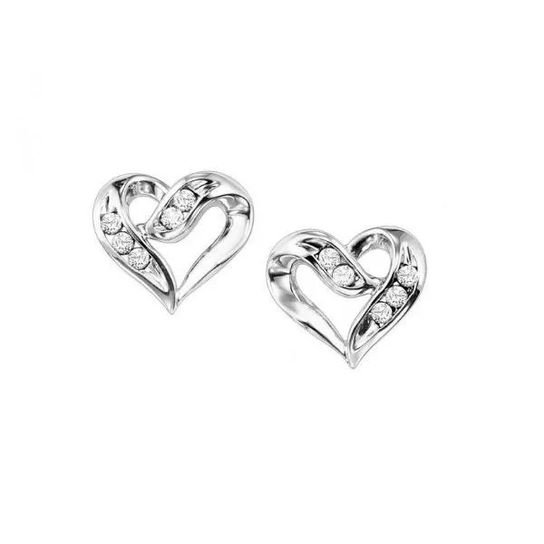 Sterling Silver Heart Stud Diamond Earrings Doland Jewelers, Inc. Dubuque, IA