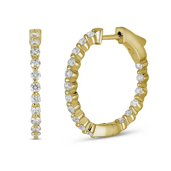 14K Yellow Gold Inside/Outside Diamond Hoop Earrings Doland Jewelers, Inc. Dubuque, IA