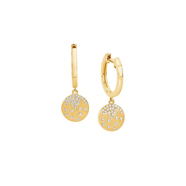 Yellow 14 Karat Gold "Confetti" Satin Dangle Diamond Earrings Doland Jewelers, Inc. Dubuque, IA