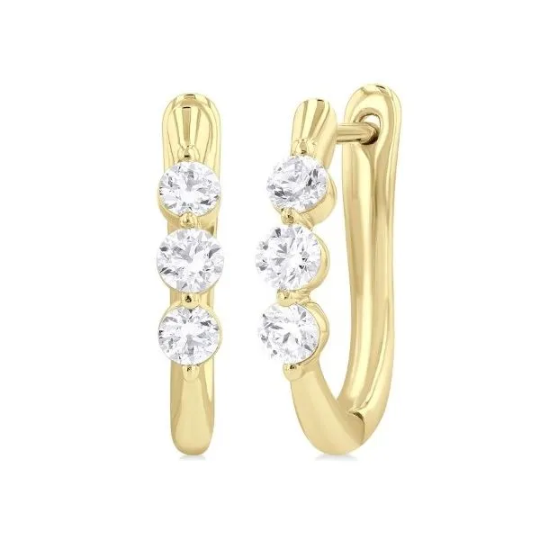 Yellow 14 Karat Hoop Diamond Earrings Doland Jewelers, Inc. Dubuque, IA