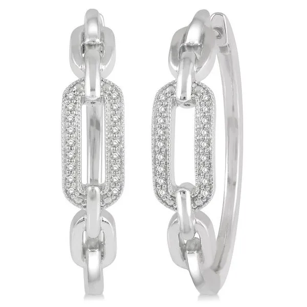 White Sterling Silver Paperclip Style Diamond Earrings Doland Jewelers, Inc. Dubuque, IA
