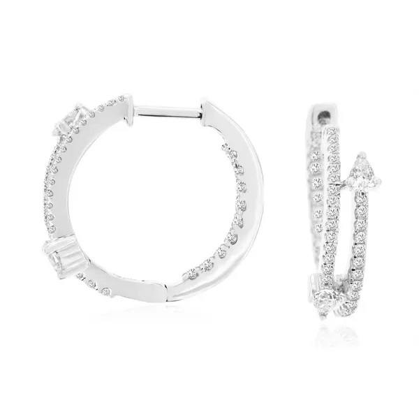 White 14 Karat Hoop Diamond Earrings Doland Jewelers, Inc. Dubuque, IA