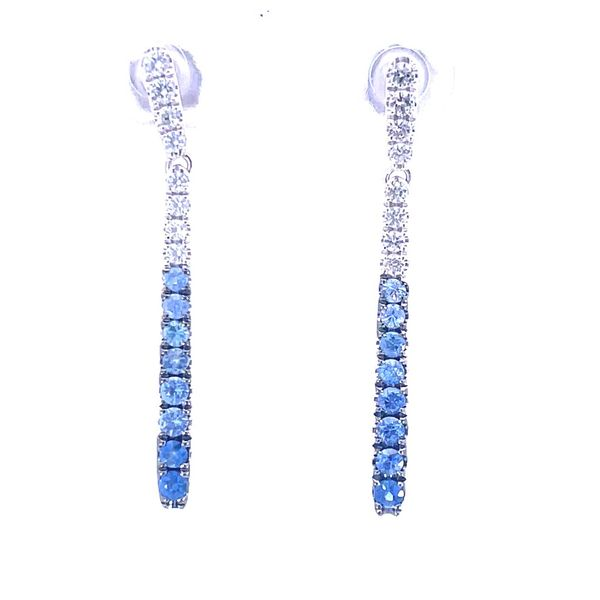 White 14K Gemstone Earrings with Round White to Blue Gradient Sapphires Doland Jewelers, Inc. Dubuque, IA