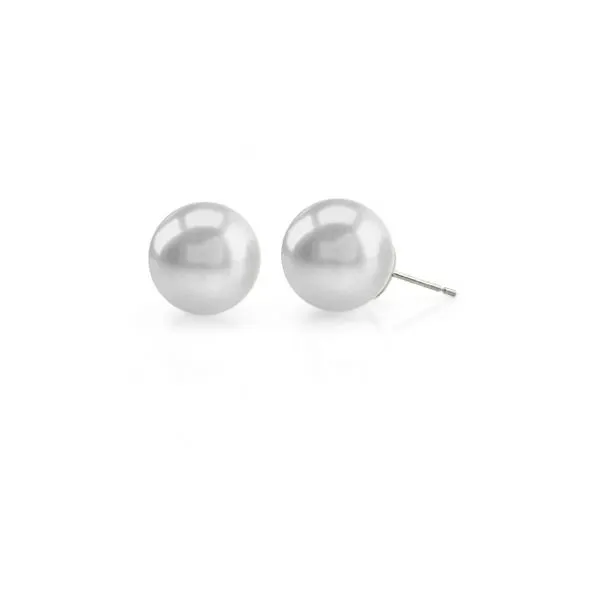 White 14 Karat Pearl Stud Earrings with Fresh Water Pearls Doland Jewelers, Inc. Dubuque, IA