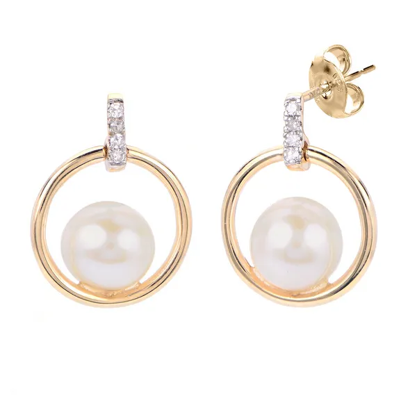 Yellow 14K Gold Cultured Freshwater Pearl Earrings Doland Jewelers, Inc. Dubuque, IA