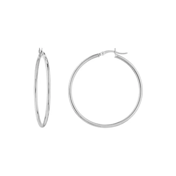 White 10Kt Gold Polished Hoop Earrings Doland Jewelers, Inc. Dubuque, IA