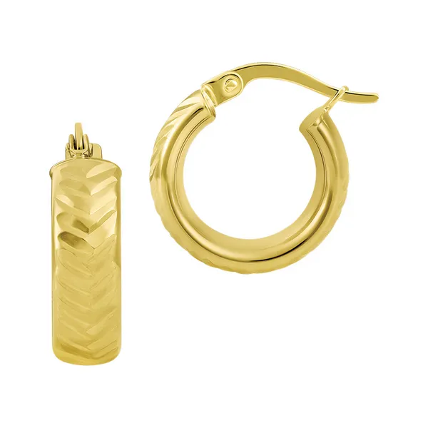 Yellow 14K Gold Chevron Pattern Wide Hoops Doland Jewelers, Inc. Dubuque, IA