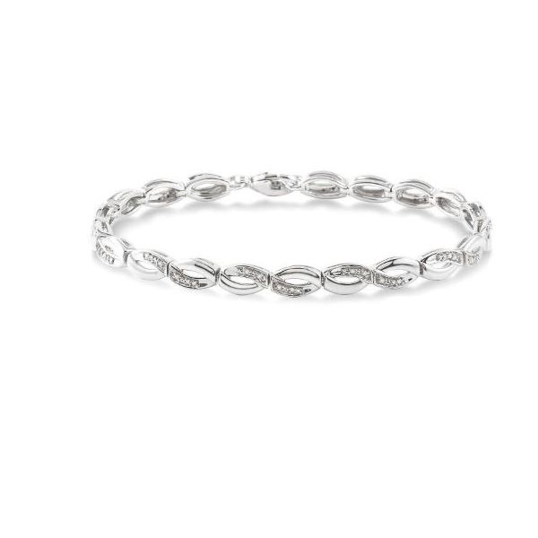 White Sterling Silver Fancy Link Diamond Bracelet Doland Jewelers, Inc. Dubuque, IA
